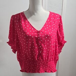 Candie's Fuchsia Heart Print Blouse